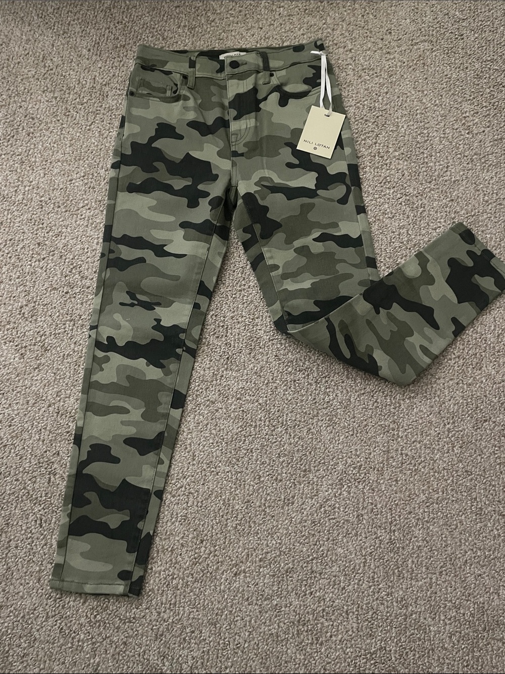Nili Lotan Target Olive & Black Camouflage Pants